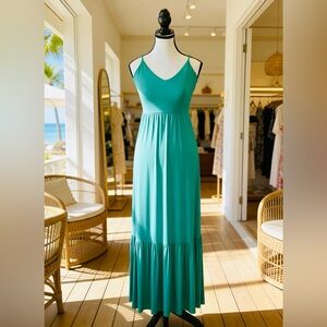 Express Teal Green Maxi Dress with Cutout Back - XS, New (Never Worn)